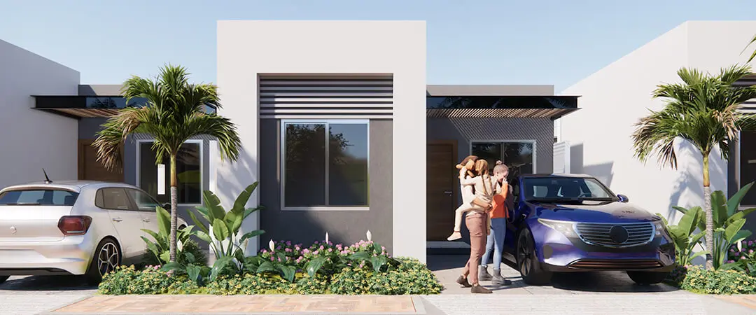 Vista render del modelo de un piso Urbanización Coral Bay