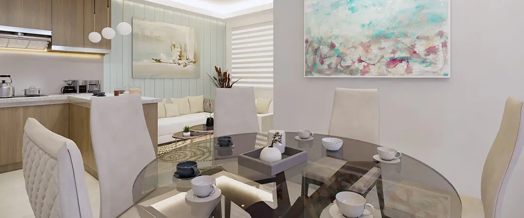 Vista render del modelo de un piso Urbanización Coral Bay