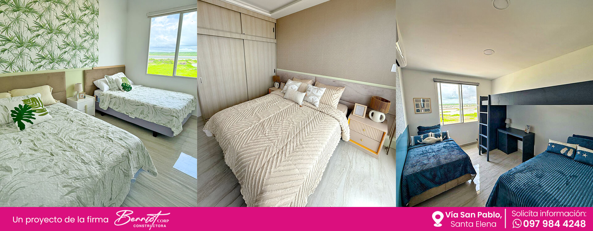 Dormitorios con acabados de lujo en nuestra casa modelo "Nancy" en urbanización Coral Bay